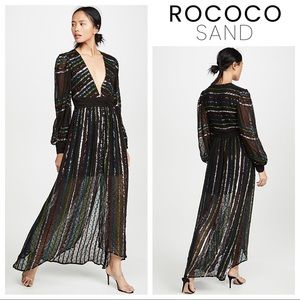 ROCOCO SAND Chiffon Sequin Striped Gown
